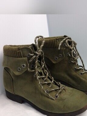St. John’s Bay Olive Green Suede Lace-Up Ankle Boots